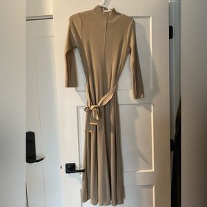 Beige Belted Sweater Dress Small - Calvin Klein